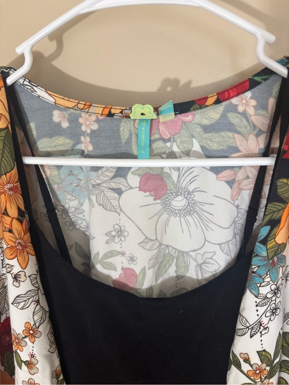FARM Rio White V-Neck Tunic with Orange, Red & Teal Floral Print - Picture 4 of 4